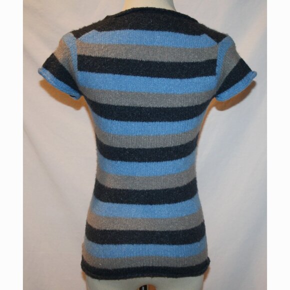 BCBG MaxAzria Blue Gray Striped Wool Blend Sweater Top XS - Picture 5 of 7